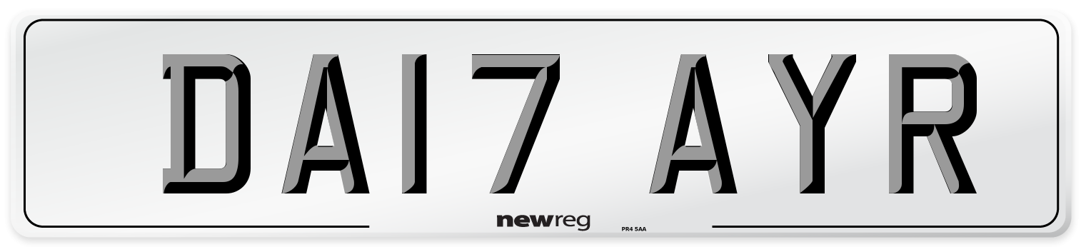 DA17 AYR Number Plate from New Reg